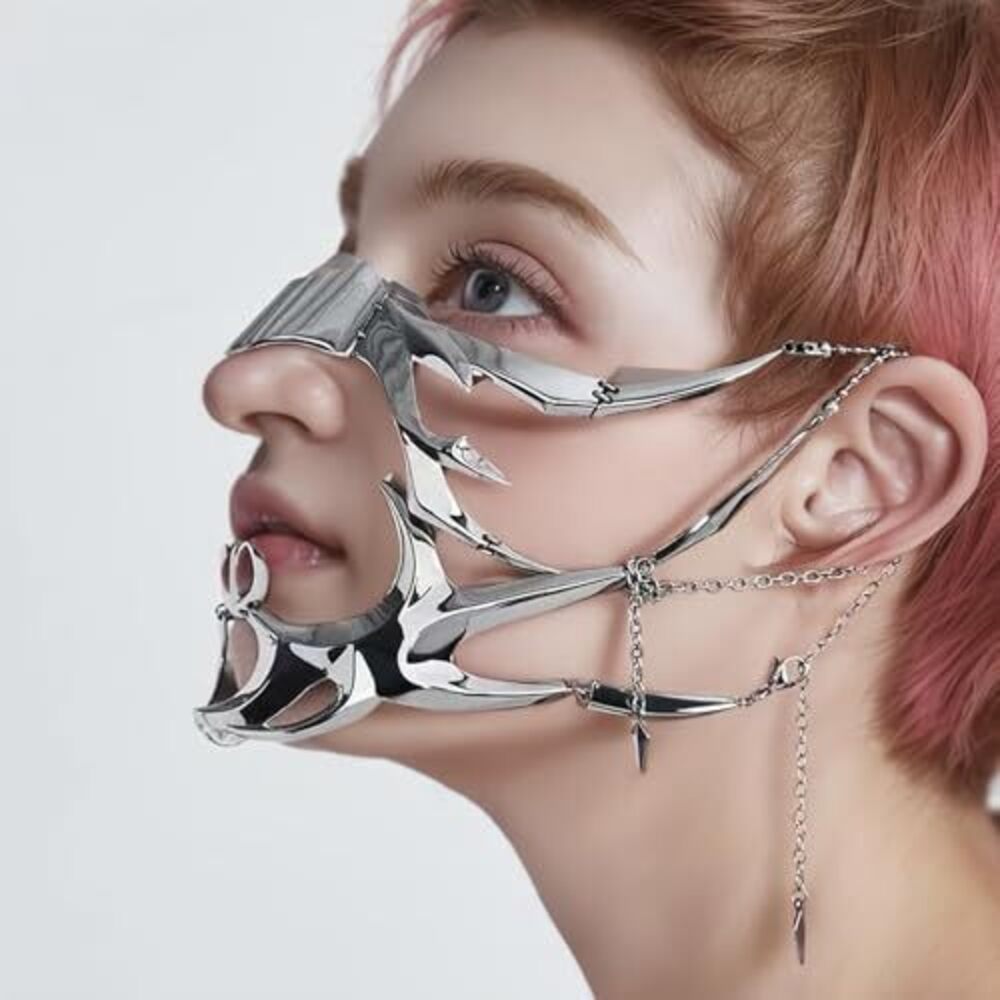 3329 Masquerade Mask,Steel Half Mask Costume Half Face Halloween Party Prom